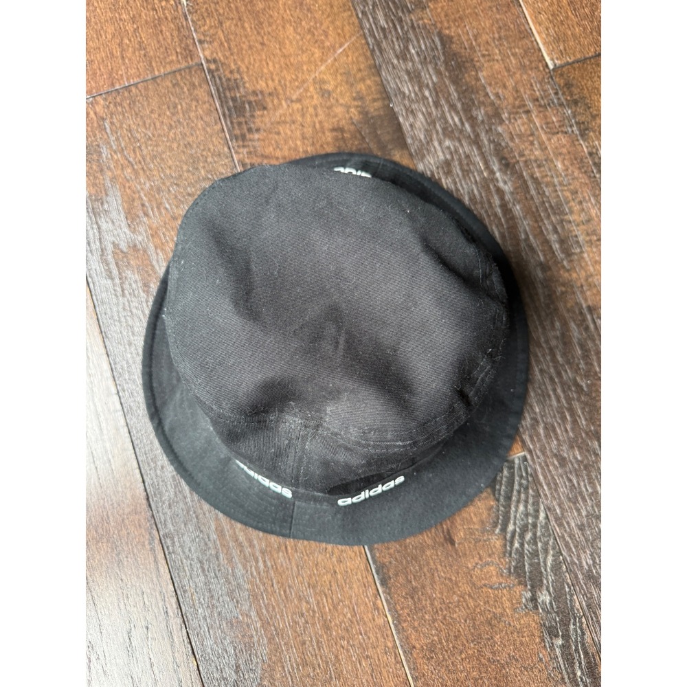 Adidas‎ Mens Black Bucket Hat Logo Tape Cotton Sun Cap RN 90288 beach vacation - Picture 3 of 6